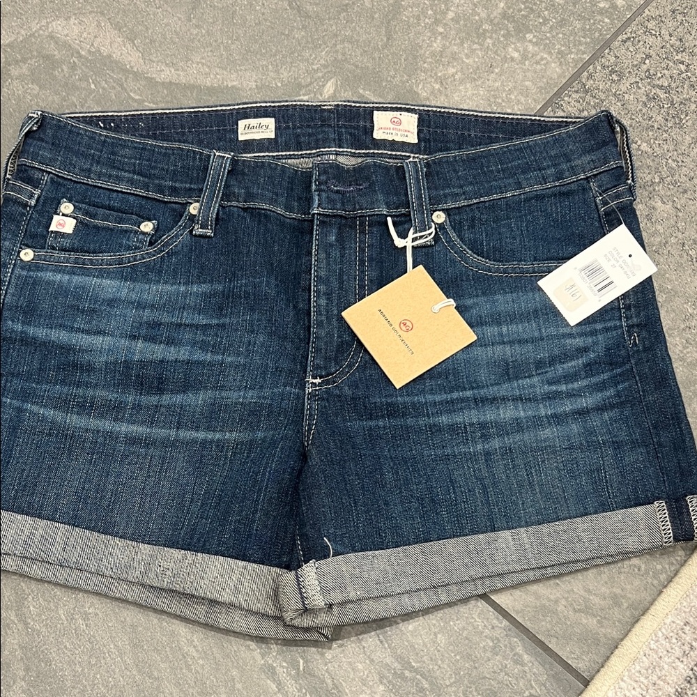 Ag Adriano Goldschmied Indigo Roll-Cuff Denim Shorts